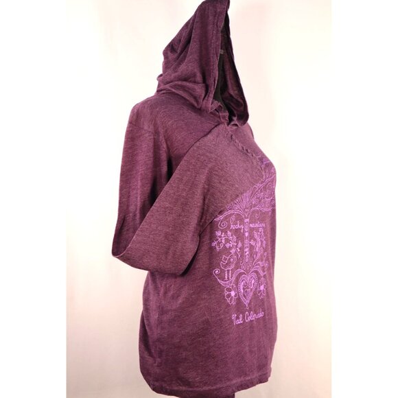 Vail Colorado Hoodie Long Sleeve Purple Graphic Top V-Neck Women's Size Medium - Picture 4 of 13